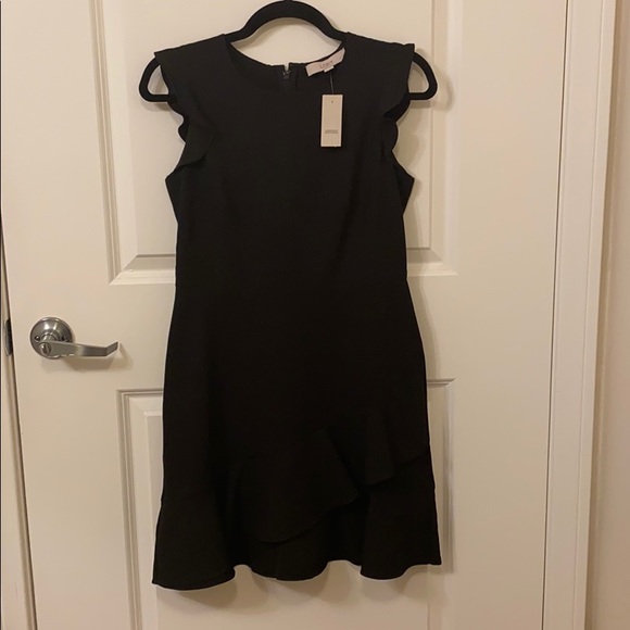 NWT Petite Loft Black Wraparound Flutter Dress - Picture 4 of 7
